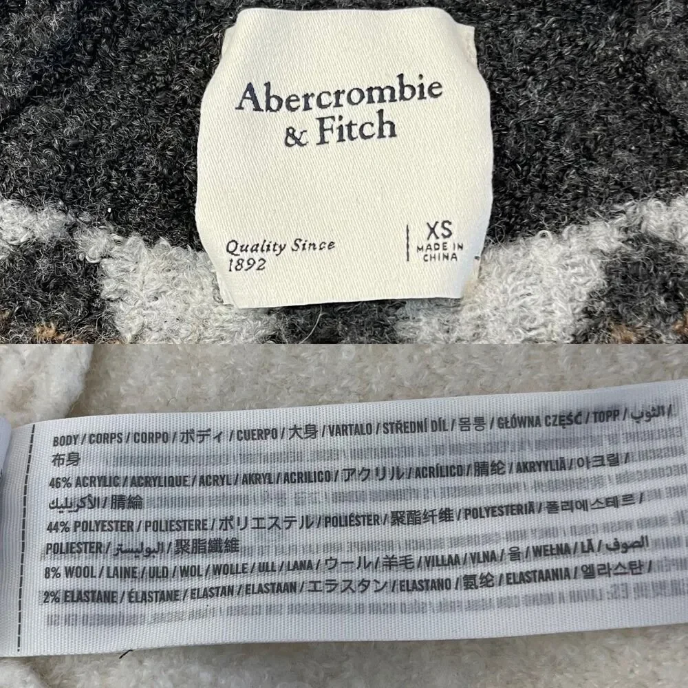 Abercrombie & Fitch Turtleneck Sweater | Fair Isle Cream Geometric Yoke